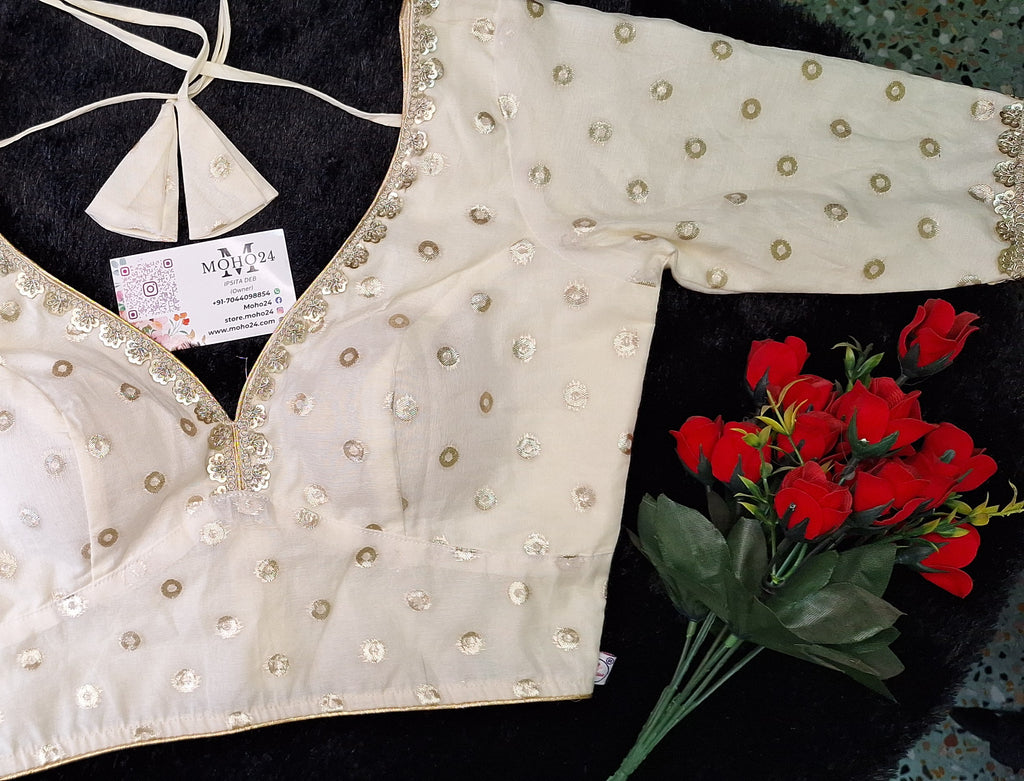 Off-White Banarasi Silk Blouse