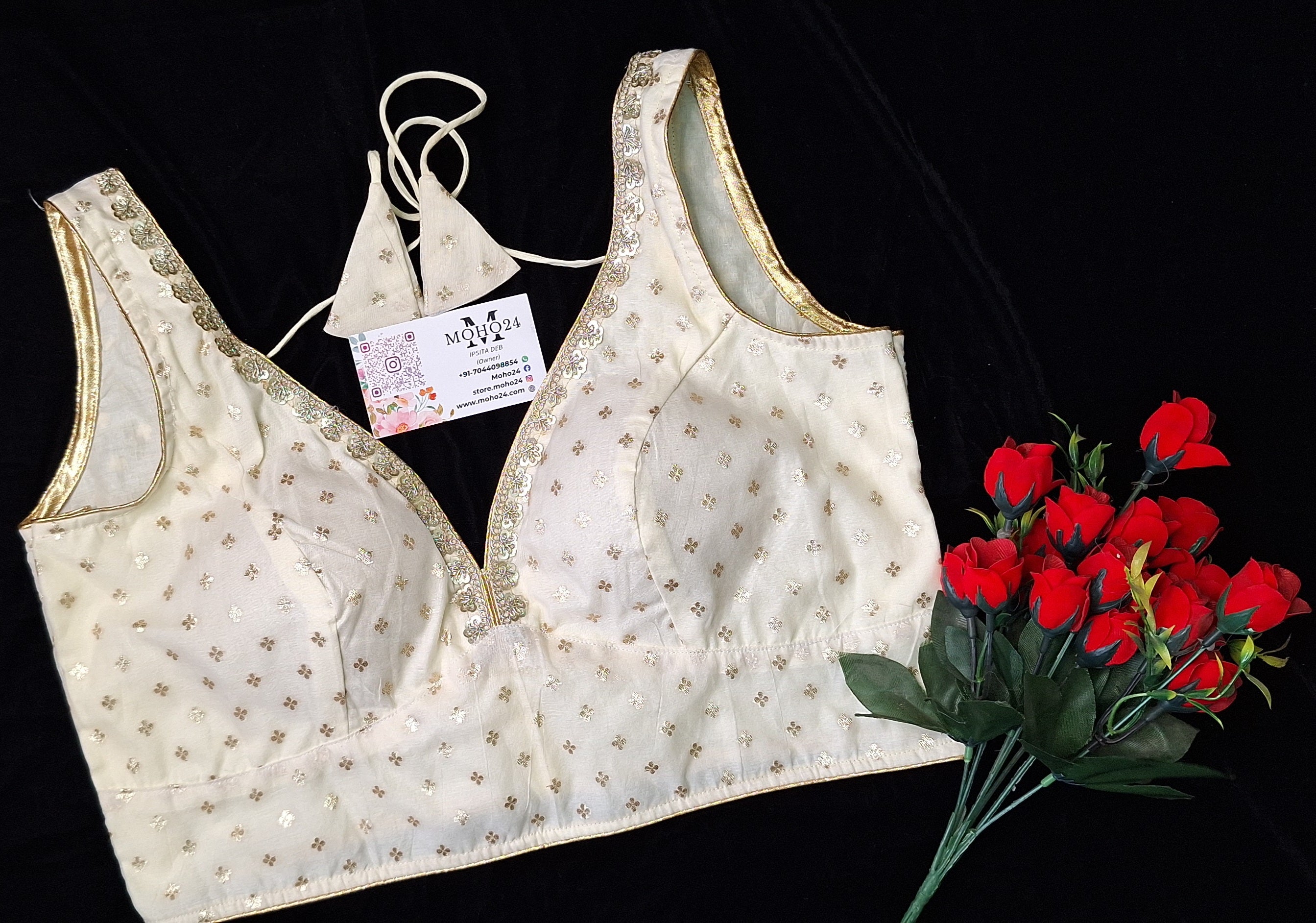 Offwhite banarasi silk sleeveless