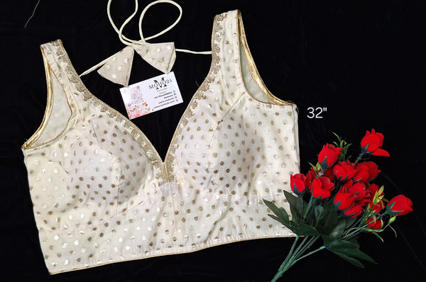 Offwhite banarasi silk sleeveless