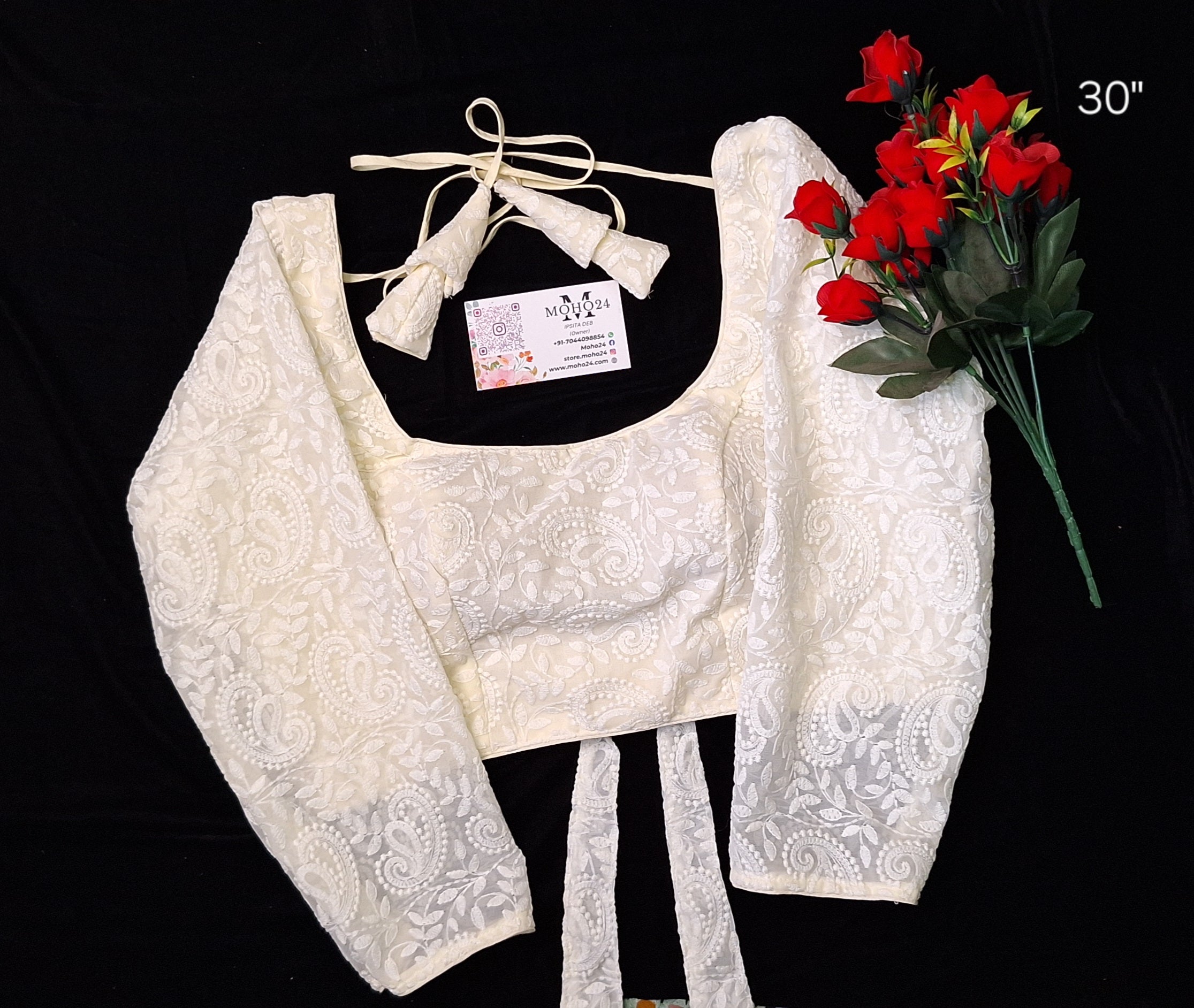 Lucknow chikonkari 3/4 sleeve