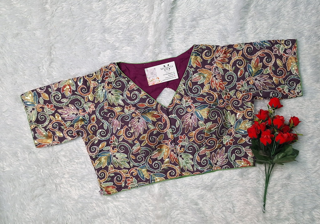 Premium embelished glass sleeve blouse