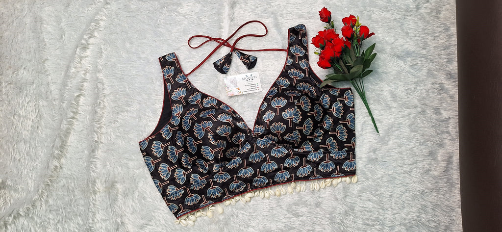 Ajrakh modal silk sleeveless with shell