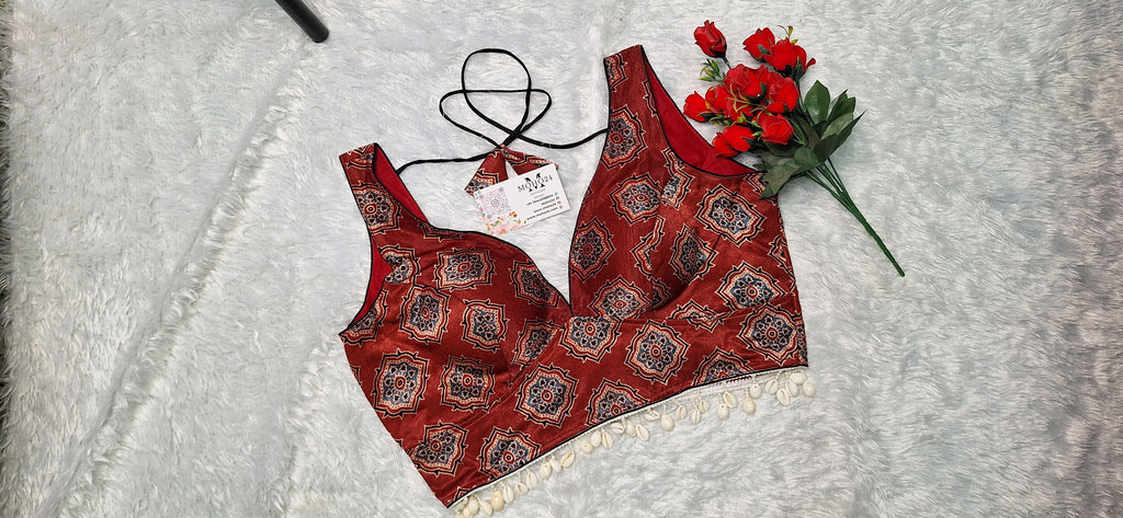 Ajrakh modal silk sleeveless with shell