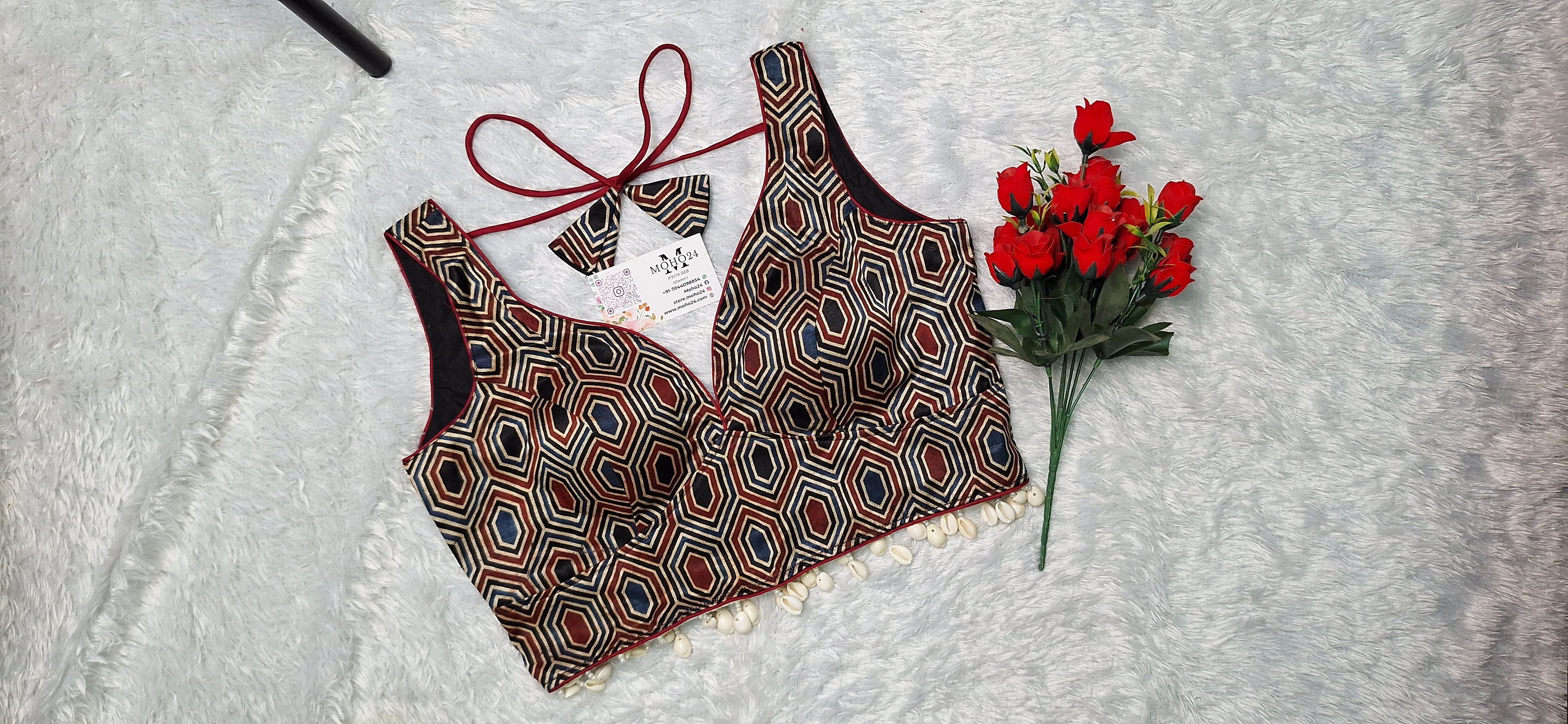 Ajrakh modal silk sleeveless with shell