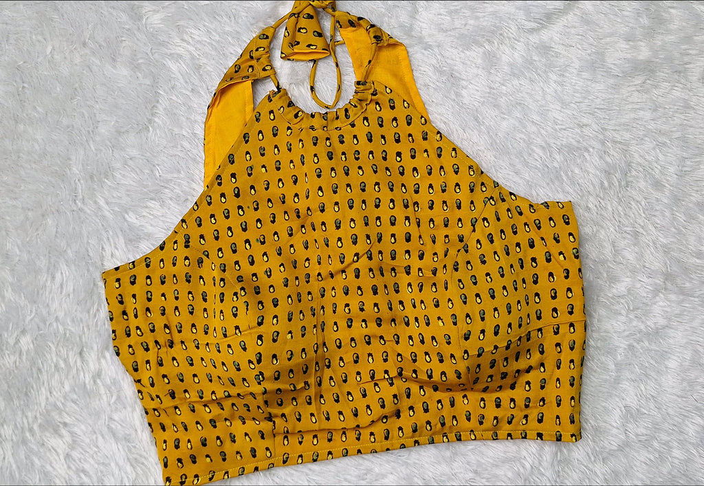 Silk Ajrakh Halter Neck Blouse