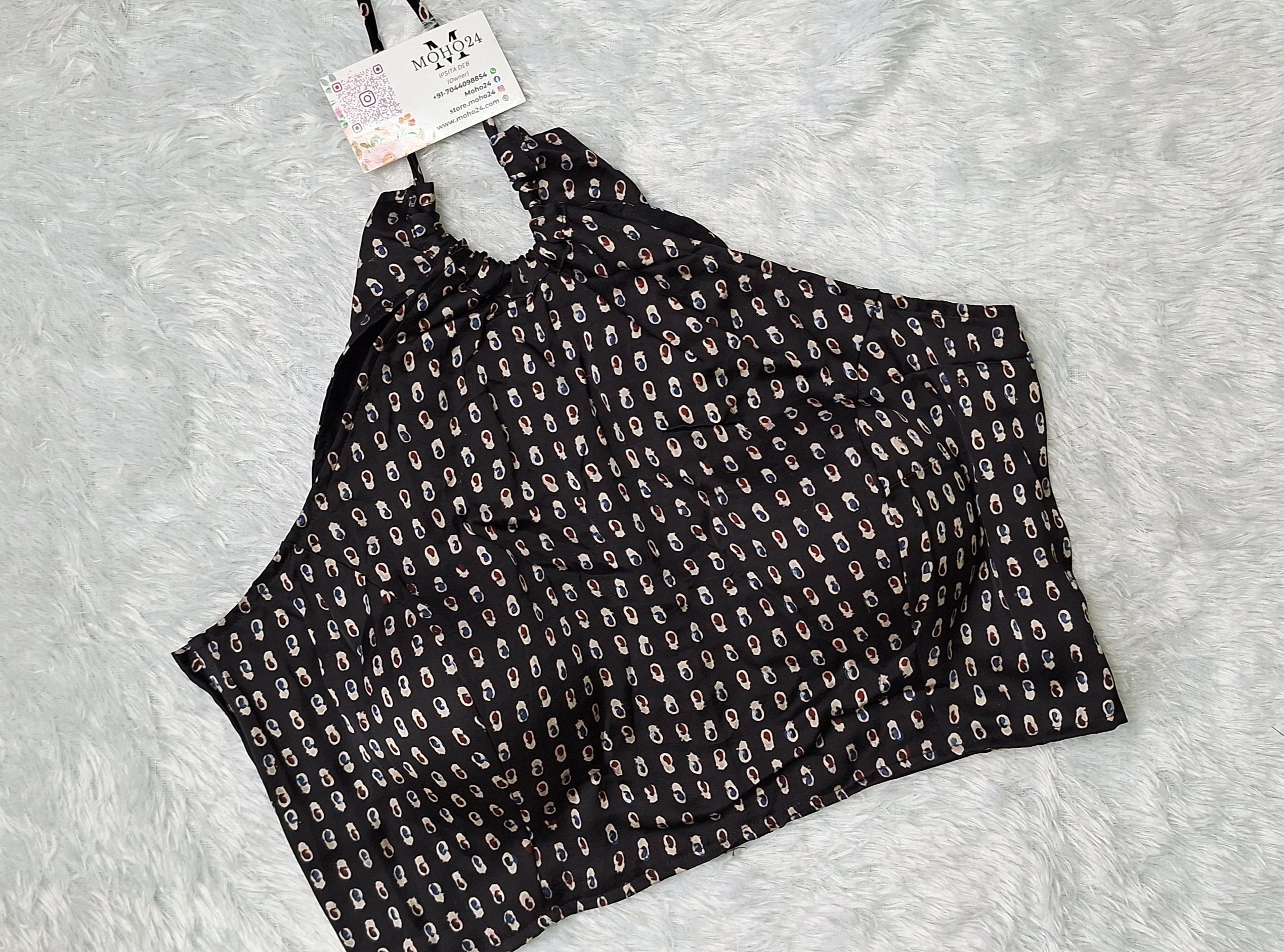 Silk Ajrakh Halter Neck Blouse