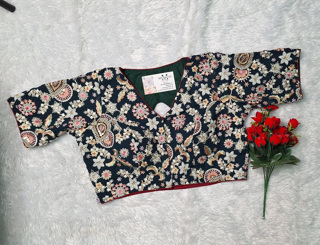 Premium embelished glass sleeve blouse